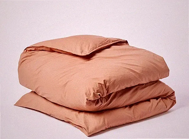 Coyuchi 100% GOTS Organic Crinkled Percale Duvet Cover, Ginger, King, MSRP $246