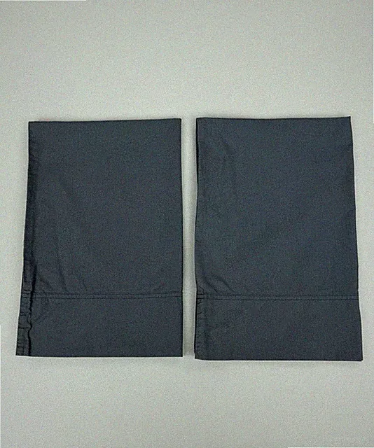 Coyuchi 2 Queen Pillow Cases Blue 100% Organic Cotton