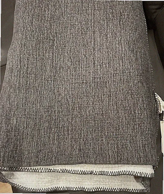 Coyuchi Cozy Cotton Twin Organic Blanket Charcoal Hand Stitched Made In Germany
