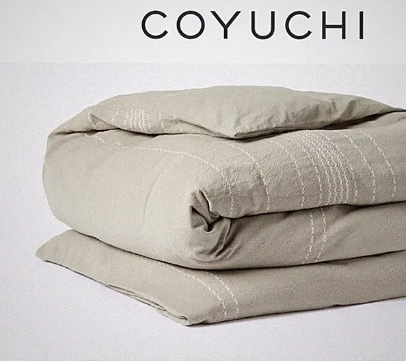 Coyuchi Duvet Aloe W/ Neutrals King / Cal King Rippled Stripe Organic MSRP $398