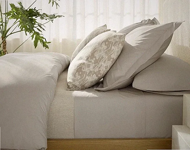 Coyuchi Organic Cotton Fitted Sheet Queen Size Stone NEW