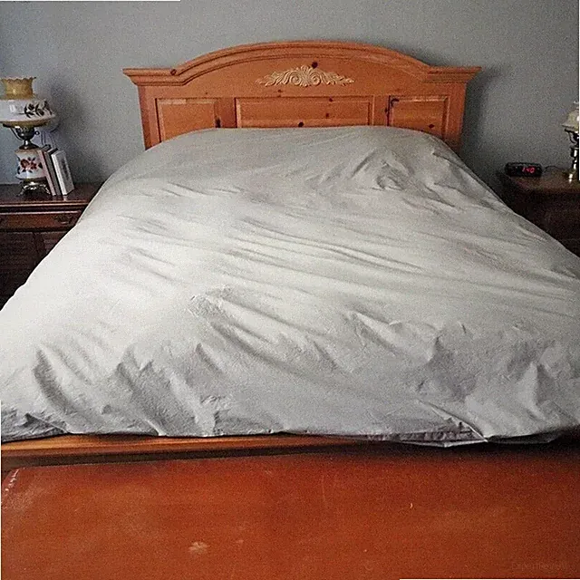 COYUCHI Organic Crinkled Cotton Percale KING Duvet Cover Gray