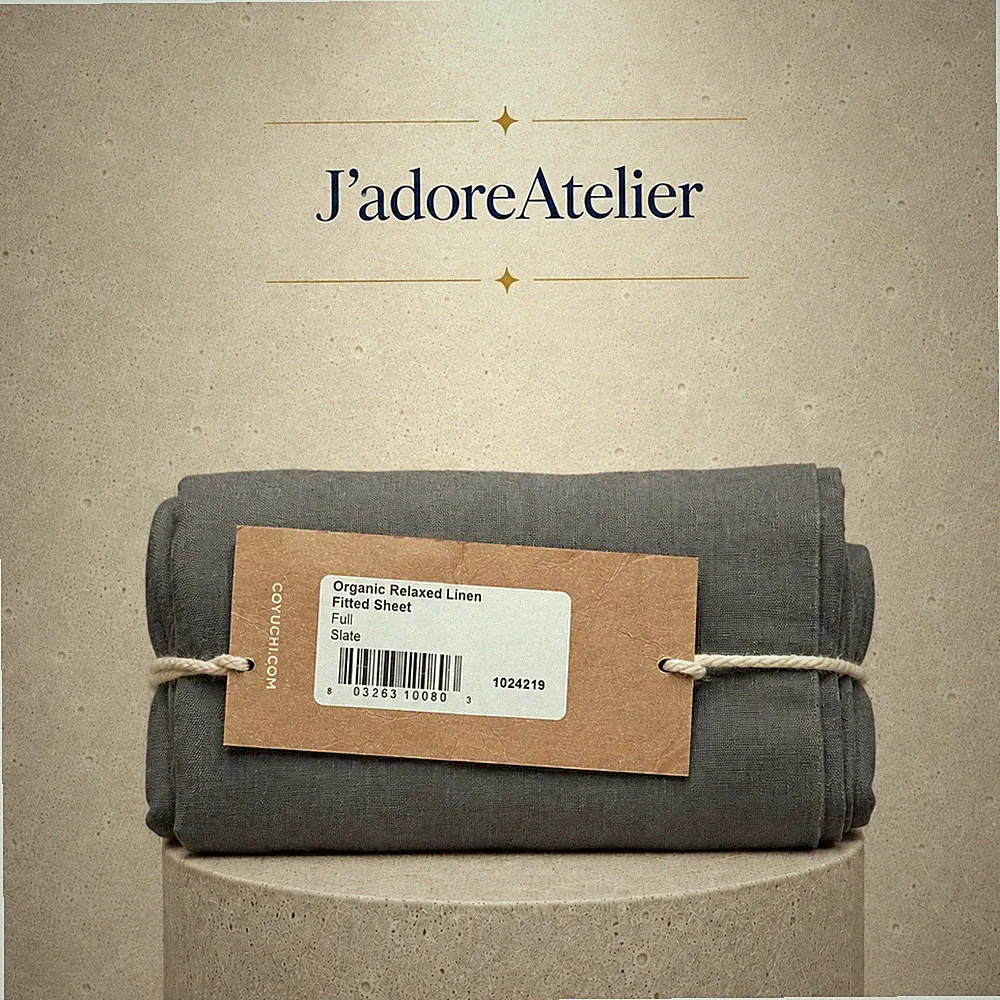 Coyuchi Organic Linen Relaxed Fitted Sheet Full, Slate, 100% European Flax, BNew