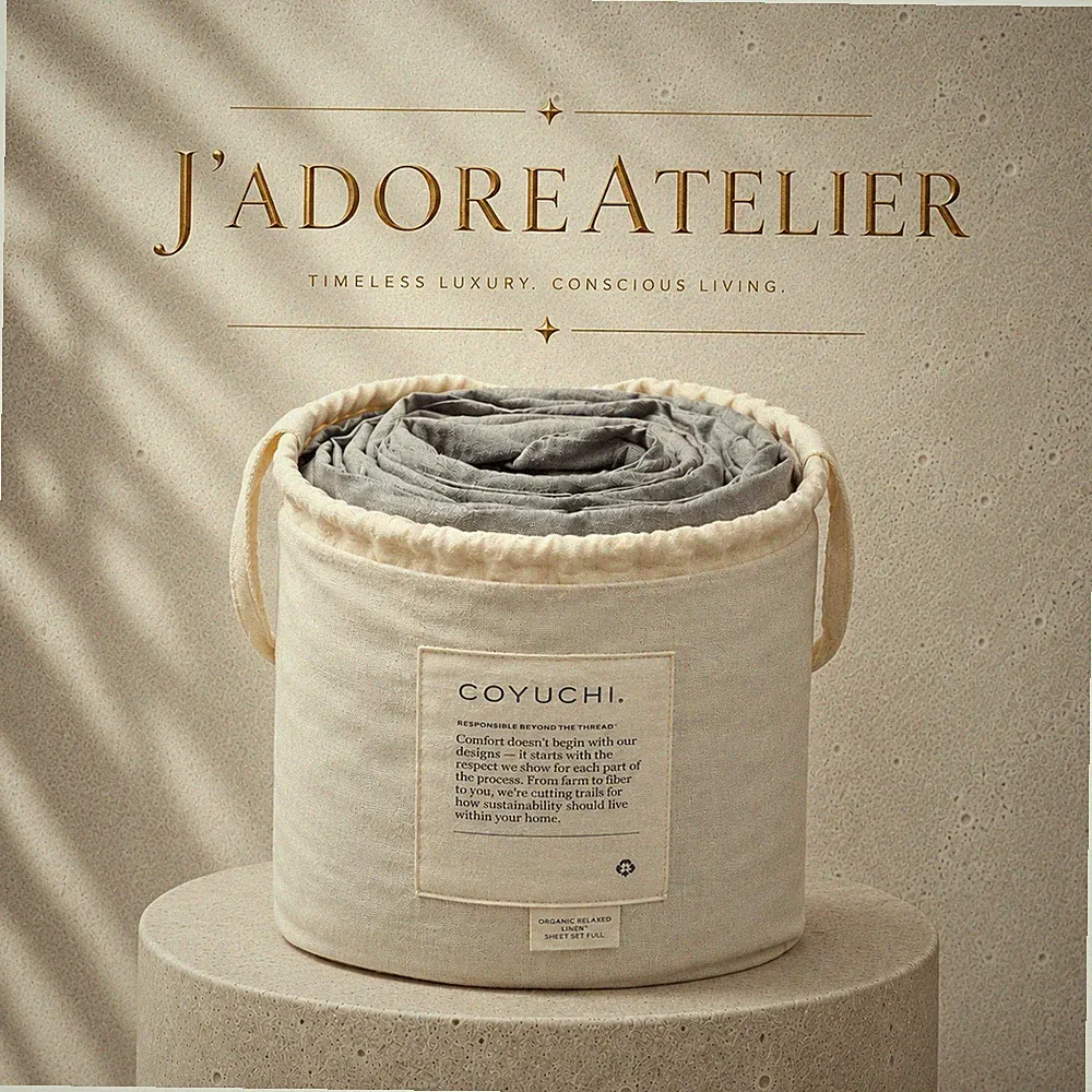 Coyuchi Organic Relaxed Linen Sheet Set Full, Slate, GOTS Certification, New Tag