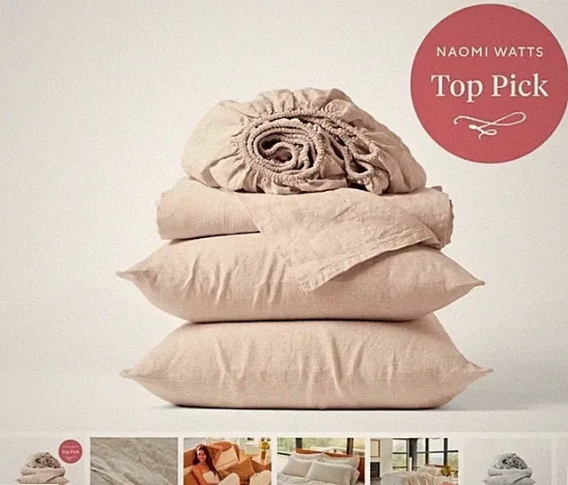 Coyuchi Organic Relaxed Linen Sheet Set - Natural Chambray / Full