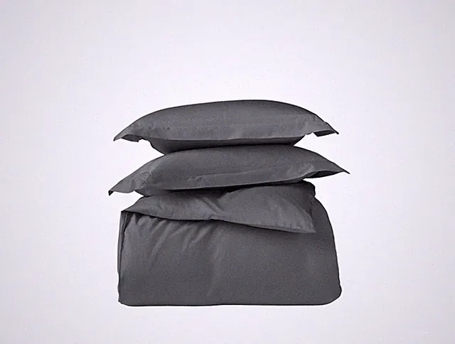 Coyuchi Organic Sateen Duvet Cover Set, Graphite, Full/Queen, 100% GOTS Certi...