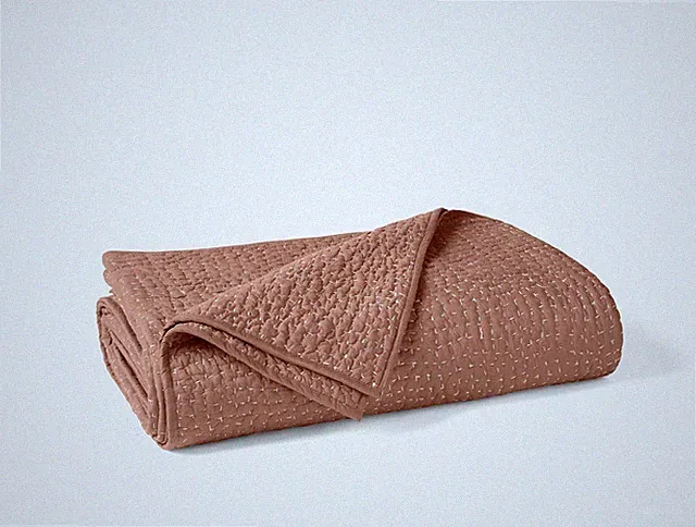 Coyuchi Pebbled Handstitched Organic Quilt Praline Brown Size King
