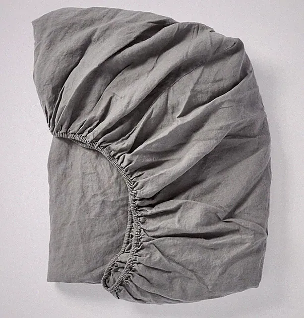 Coyuchi Relaxed Organic Linen Fitted Sheet in Slate Grey, Sz Full, NWT!