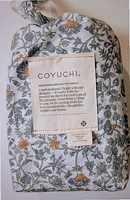 Coyuchi Sage Garden Twin Duvet Cover Organic Print Percale Spring