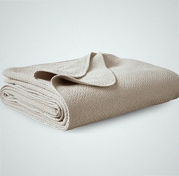 NEW $200 Coyuchi Honeycomb Organic Heavyweight Throw Blanket Undyed One Size