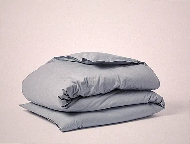 New COYUCHI Steel Blue Organic Cotton Crinkled Percale Duvet Cover Size King