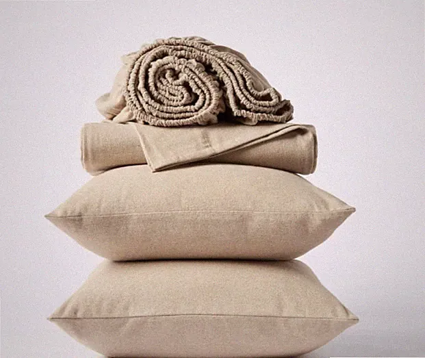 NWOT $248 COYUCHI Cloud Brushed Org Flannel DUVET COVER Camel Heather TWIN
