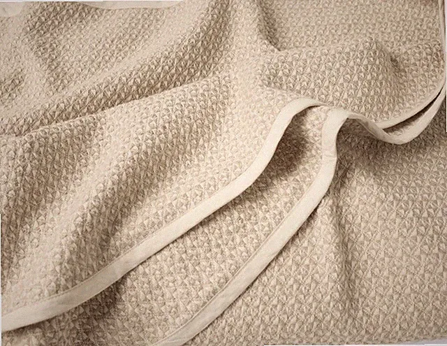 NWT $248 Coyuchi Honeycomb Organic Cotton Blanket Full Queen Undyed Oyster