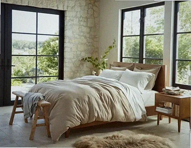 NWT $298 COYUCHI Cloud Brushed Org Flannel DUVET COVER Camel Heather QUEEN
