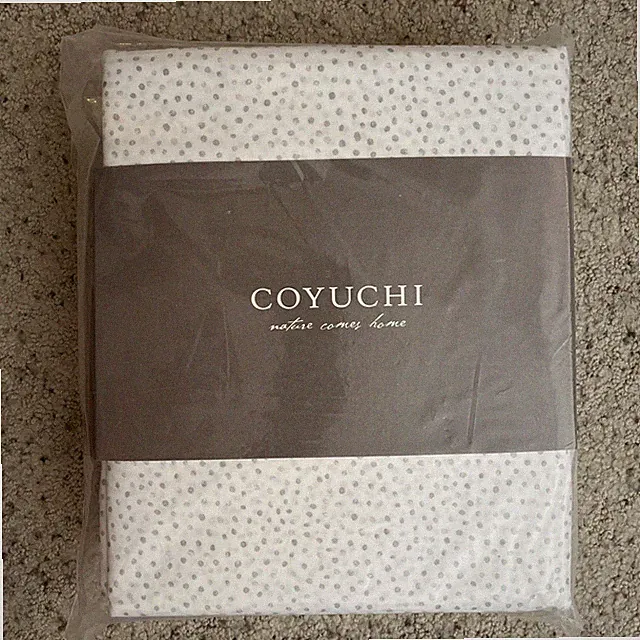 NWT COYUCHI ~ 100% Organic Cotton ~ KING Sheet Set ~ WATERCOLOR DOT ~ white gray