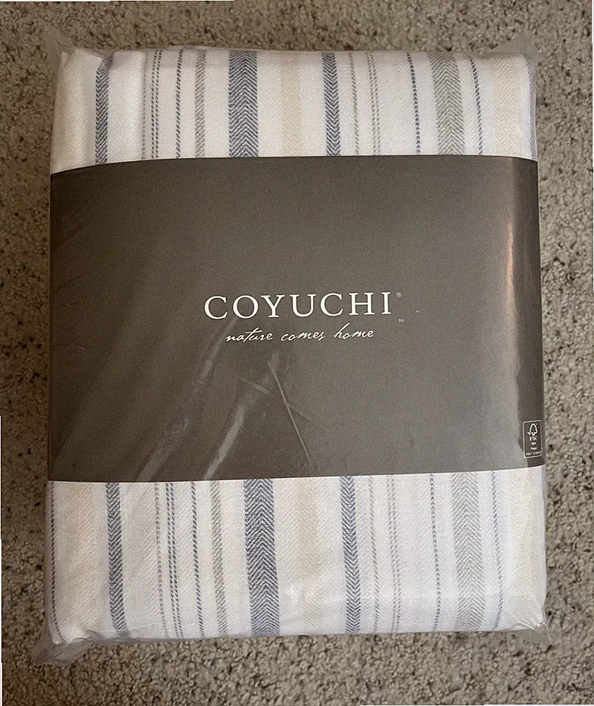 NWT COYUCHI Cloud Brushed Flannel KING Sheet Set HEATHERED STRIPE luxury bedding