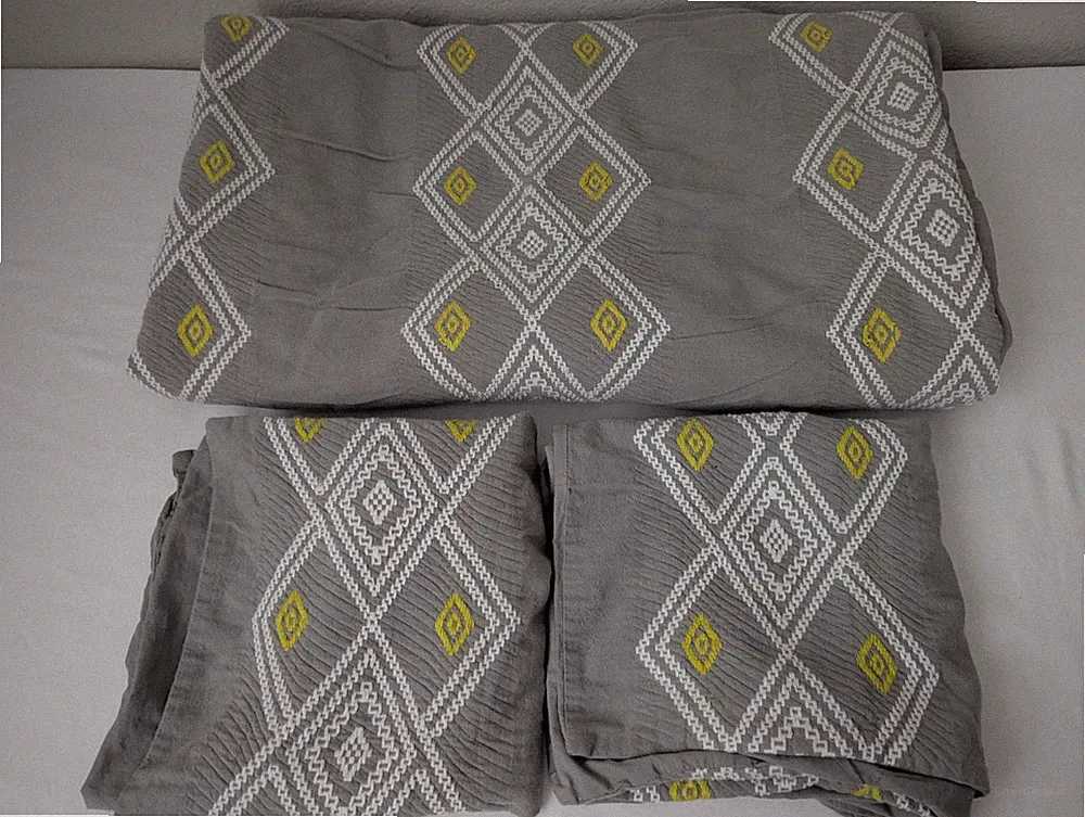 West Elm Coyuchi Diamond Dobby Organic Cotton King Duvet & Pillow Sham Set READ